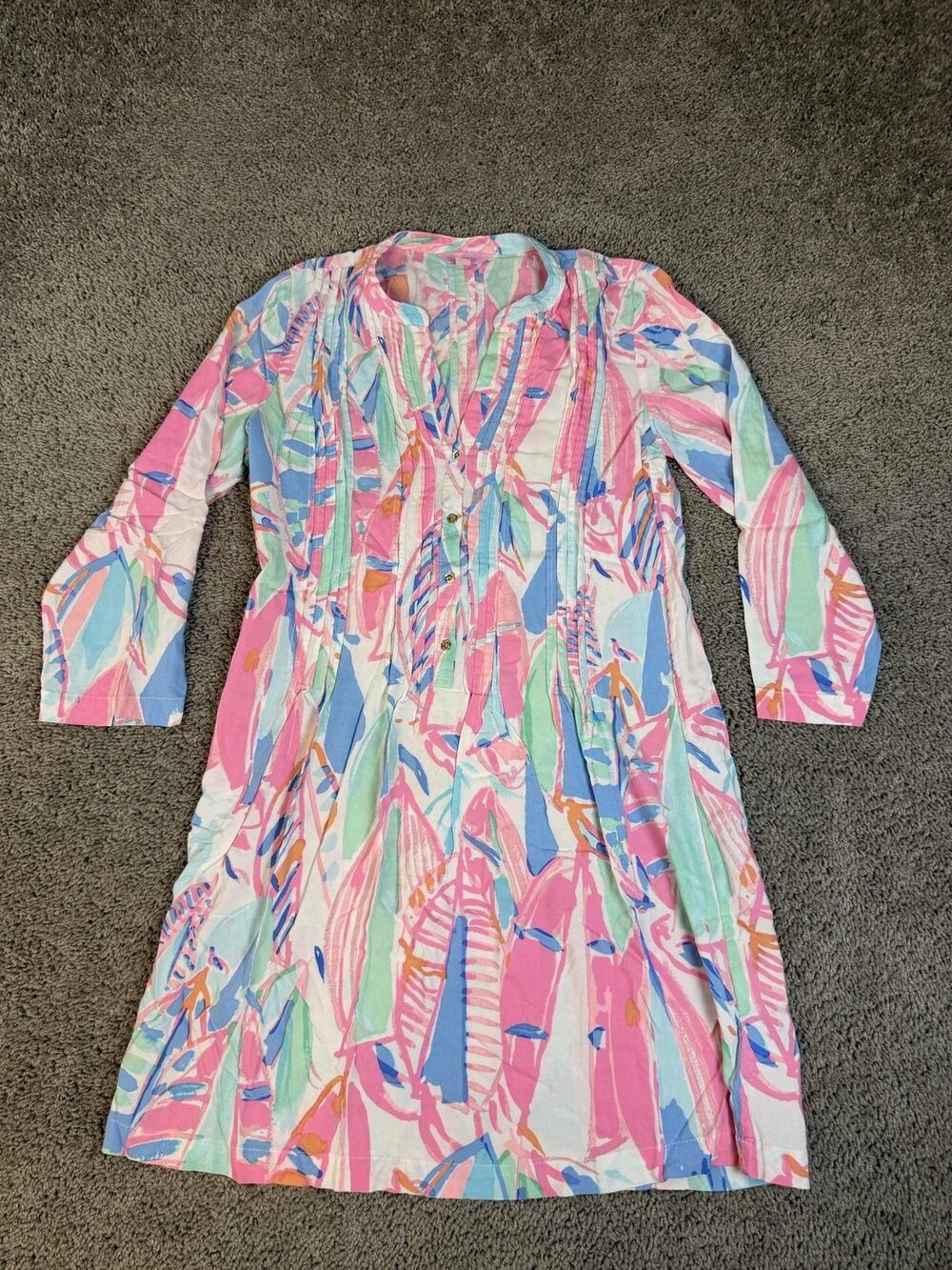Lilly Pulitzer Sarasota Tunic Dress Womens S Out To See Tropical Pink Multi